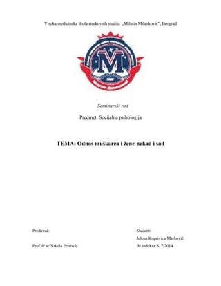 Odnos zene i muskarca nekad i sad