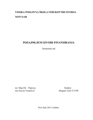 Pozajmljeni izvori finansiranja