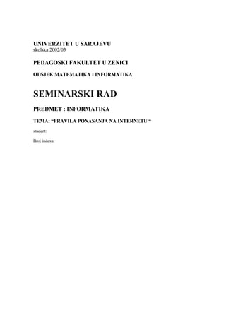 Pravila ponasanja na internetu