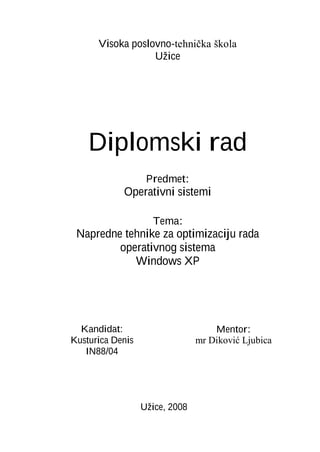Napredne tehnike za optimizaciju rada operativnog sistema Windows XP