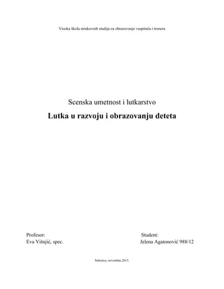 Lutka u razvoju i obrazovanju deteta