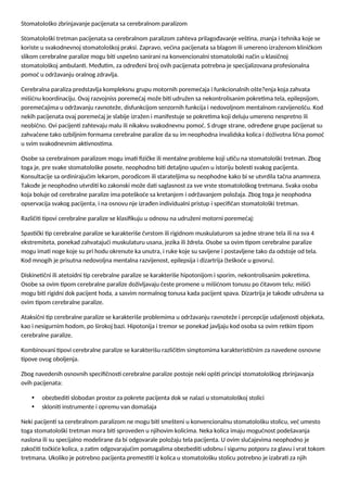 Stomatološko zbrinjavanje pacijenata sa cerebralnom paralizom