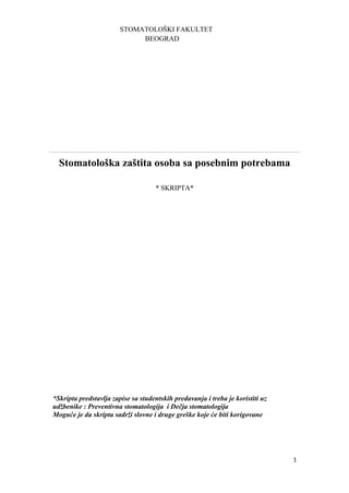 Stomatološka zaštita osoba sa posebnim potrebama