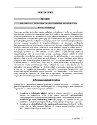 Terorizam: pojam, uzroci, karakteristike i klasifikacija