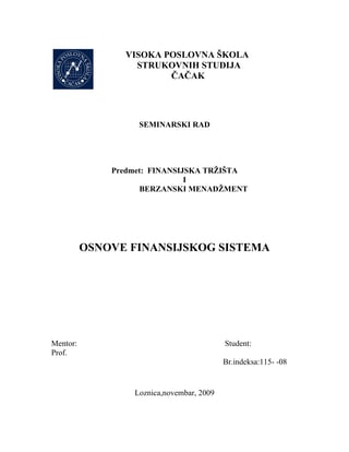 Finansijska trzista i berze