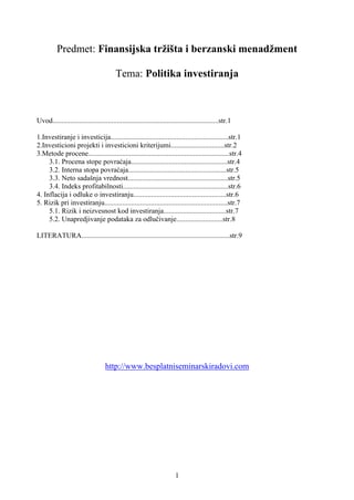 Politika investiranjsa