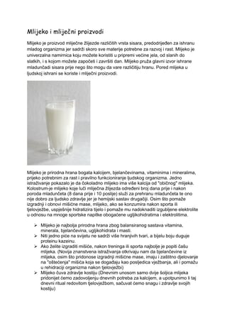 Mlijeko i mlijecni proizvodi