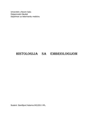 Histologija sa embriologijom za zavrsni ispit