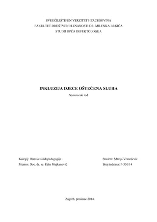 Inkluzija dijece oštećena sluha