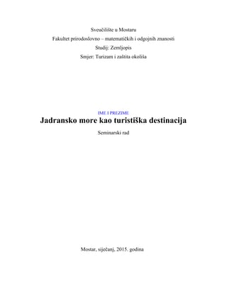 Jadransko more kao turisticka destinacija