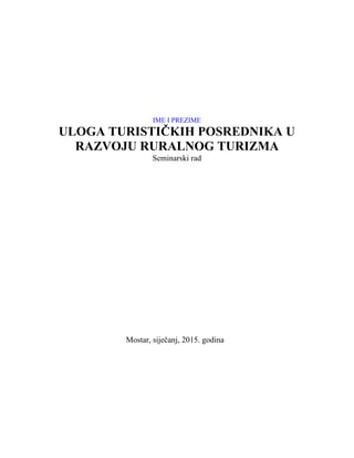 Turistički posrednici za ruralni turizam