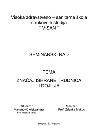 Znacaj ishrane trudnica i dojilja