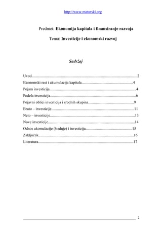 Investicije i ekonomski razvoj