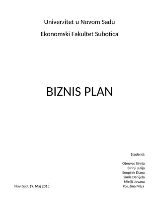 Biznis plan za elektro materijal