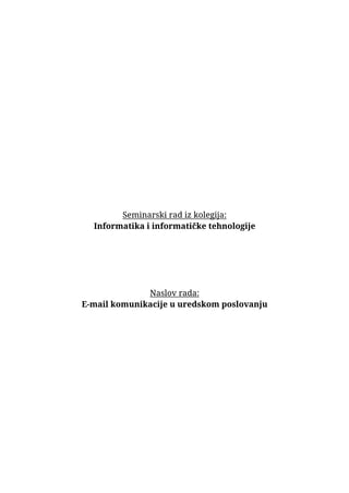 E-mail komunikacije u uredskom poslovanju