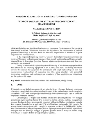 Merenje koeficijenta prolaza toplote prozora