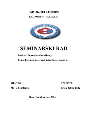 Linearno programiranje-dualni problem