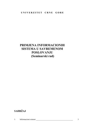 Primjena informacionih sistema u savremenom poslovanju