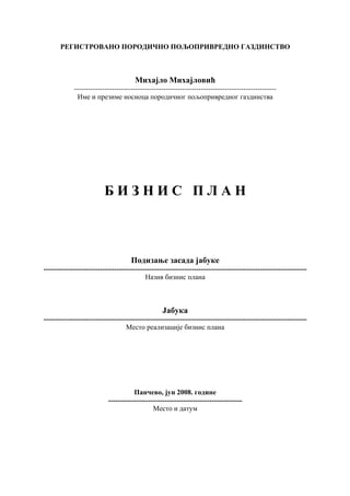 Biznis plan – Podizanje zasada jabuke