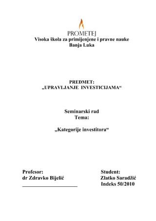 Kategorije investitora