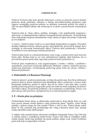 E-bussines plan