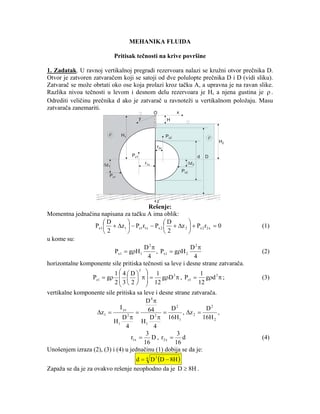 Mehanika fluida-Pritisak tecnosti na krive povrsine