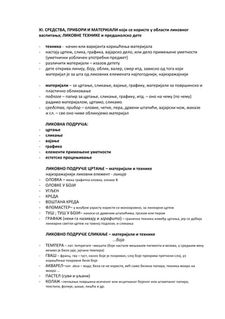 Likovne tehnike i materijali