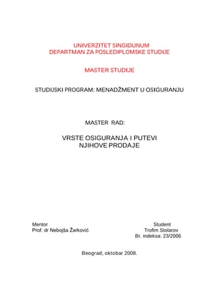 Vrste osiguranja i putevi njihove prodaje