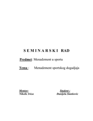 Menadzment sportskog dogadjaja