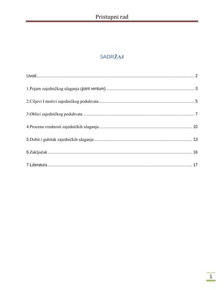 Zajedničko ulaganje (Joint venture)