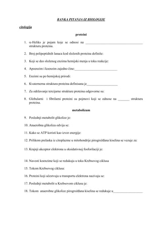 Banka pitanja iz biologije