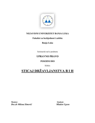 Sticaj drzavljanstva BiH