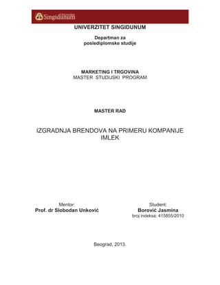 Izgradnja brendova na primeru kompanije Imlek