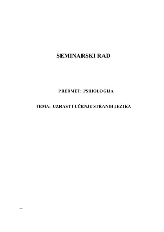 Uzrast i ucenje jezika