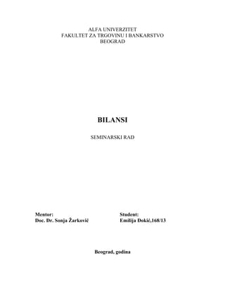 Bilansi: seminarski rad
