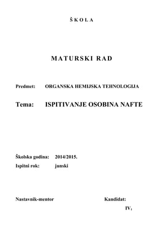 Ispitivanje osobina nafte