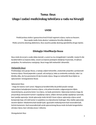 Ileus – Uloga i zadaci medicinskog tehničara u radu na hirurgiji
