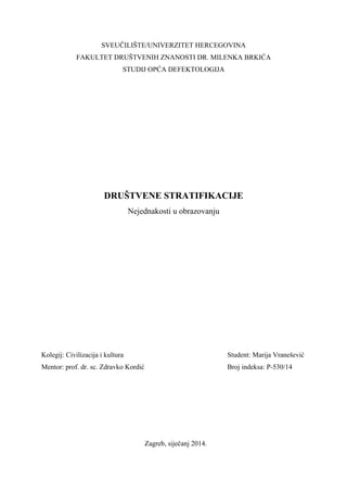 Društvene nejednakosti u obrazovanju