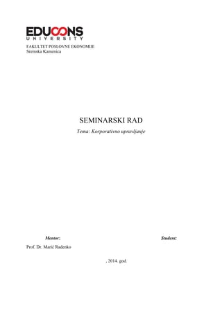 Korporativno upravljanje