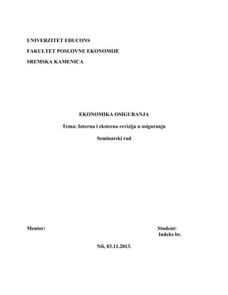 Interna i eksterna revizija u osiguranju