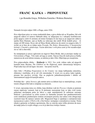 Kafka – pripovetke