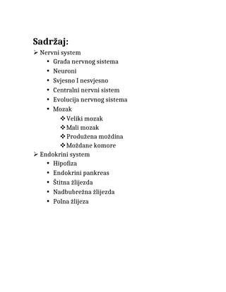 Nervni I endokrini sistem