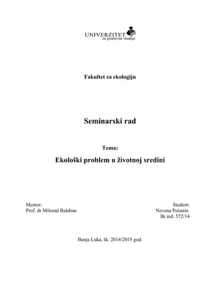 Ekoloski problem u zivotnoj sredini