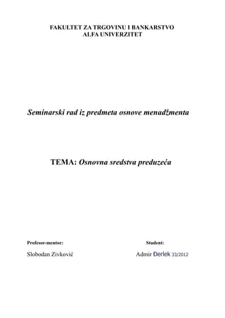 Osnovna sredstva preduzeća