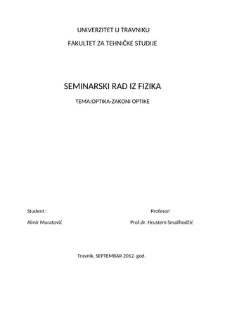 Optika – Zakoni optike