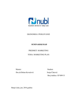 Marketinški plan – Eko Fis Vlašić