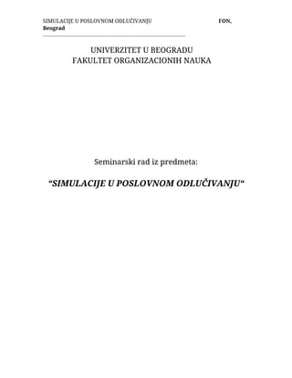 Simulacija u poslovnom odlučivanju