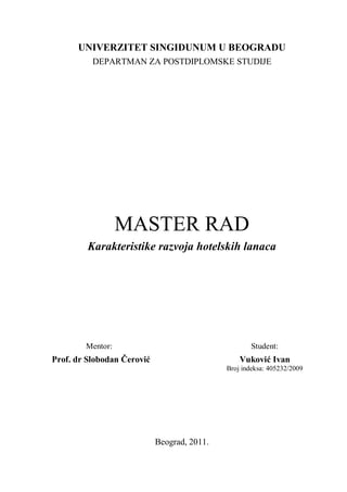 Karakteristike razvoja hotelslkih lanaca