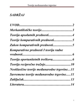Teorije medjunarodne trgovine