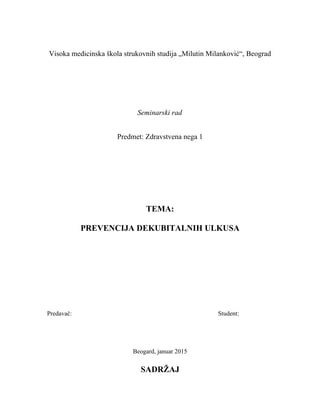 Prevencija dekubitalnih ulkusa